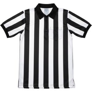 Smitty Official Apparel Mens Referee Shirt Black White Striped 1/4 Zip FBS117M M